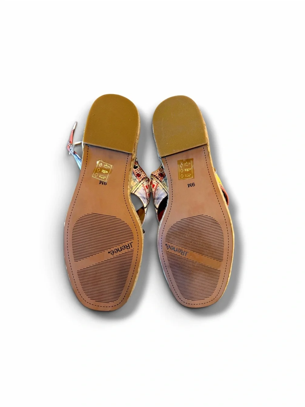 J.Renee White Espadrille Sandals with Multicolor Beach Print